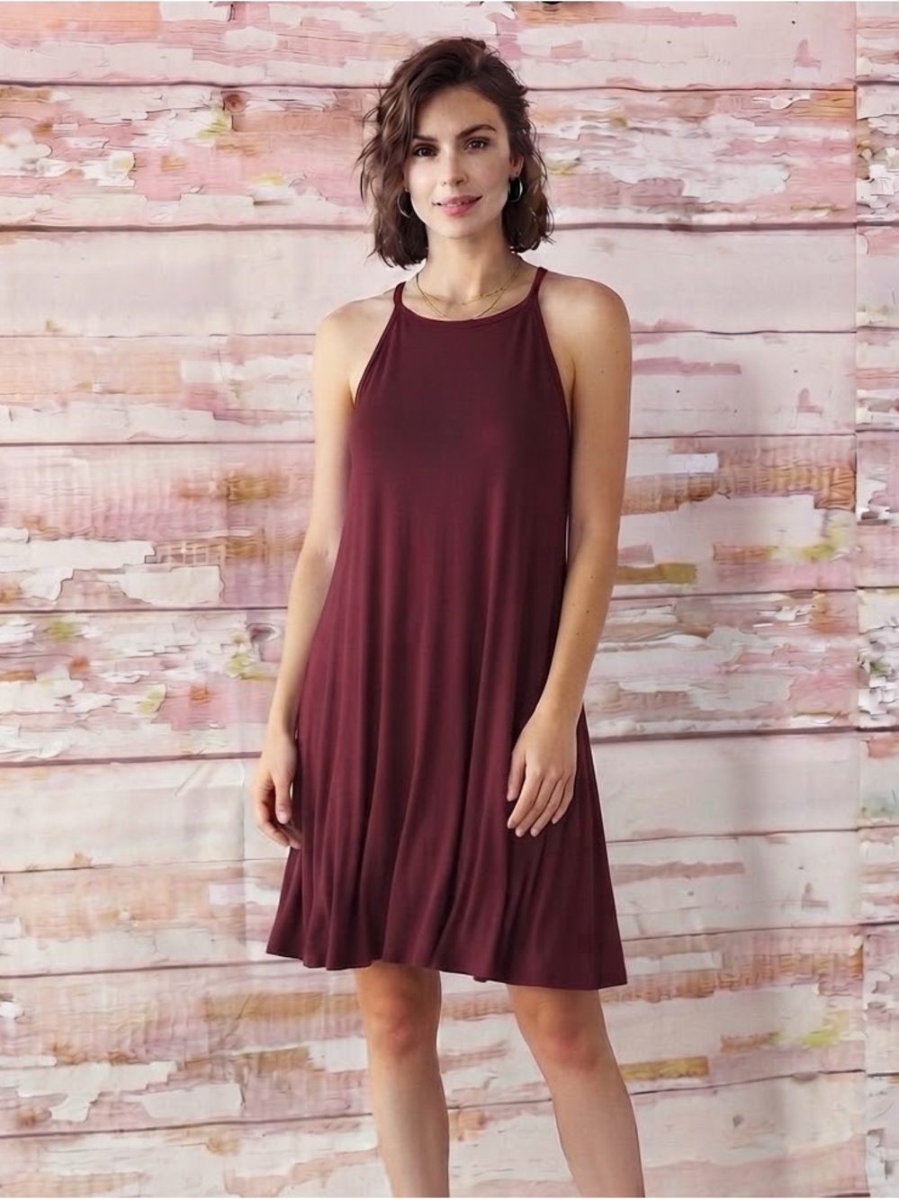 Old Navy Burgundy Sleeveless Swing Dress